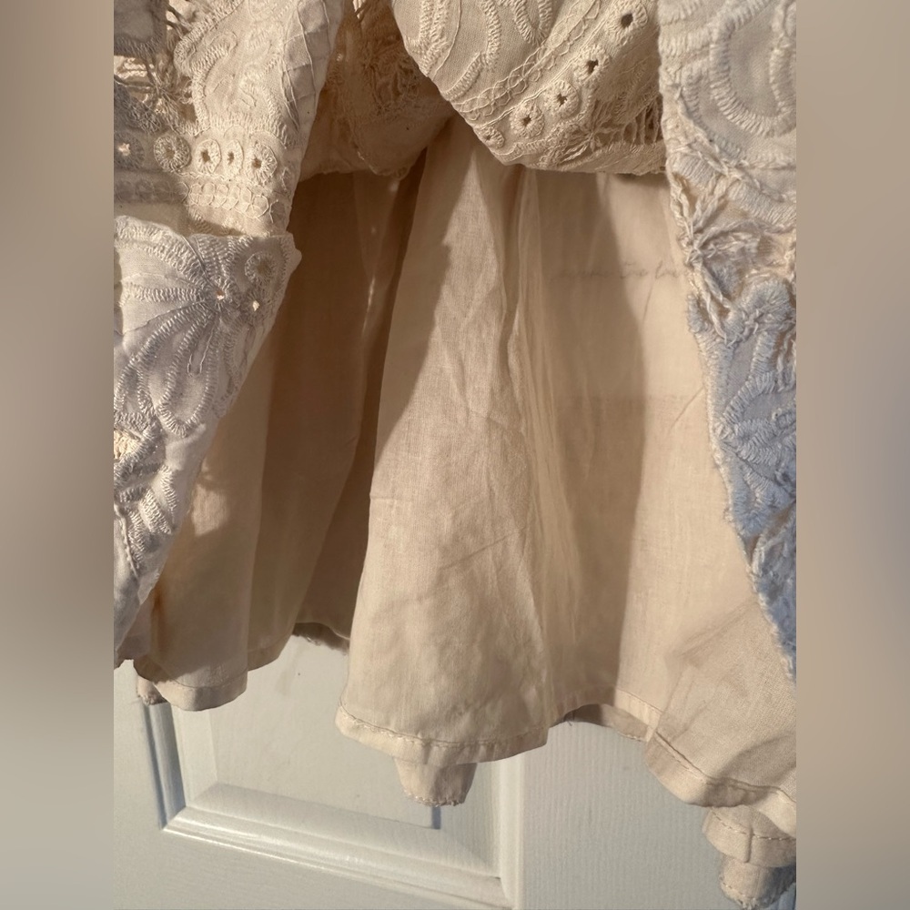 Anthro JACQUIE THE LABEL Bohemian Romantic Embroidery Md Celina Mini Skirt Ivory - Picture 9 of 13